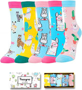 Funny Girls Socks - Unicorn Socks Silly Animal Llama Socks 4 Pack